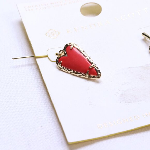 Kendra Scott Aria Magnesite 14K Gold Over Brass Drop Earrings in Red Magnesite - Picture 3 of 4